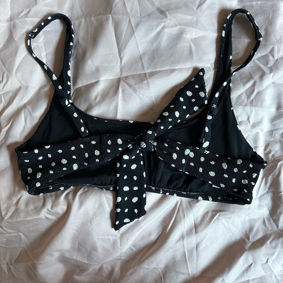 Aerie Scoop High Cut Cheeky Polka Dot Black and White Bikini Set Medium - Picture 4 of 5
